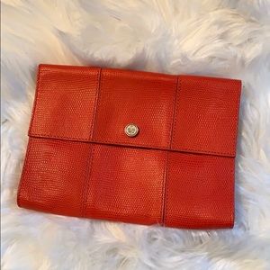 Club Monaco Orange Alligator Clutch